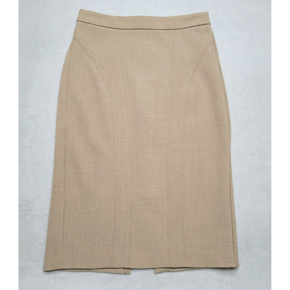 XOXO Beige pencil skirt with bronze zipper in the back. Size 0
